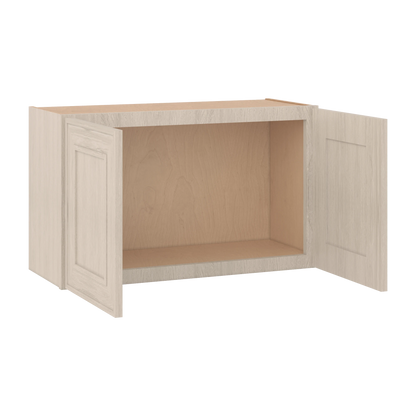 30" Wide Double Door 12", 15", 18", 21"& 24" Tall Bridge Ivory Elegant Craftsman Shaker Wall Cabinet