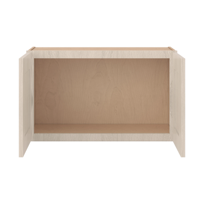 30" Wide Double Door 12", 15", 18", 21"& 24" Tall Bridge Ivory Elegant Craftsman Shaker Wall Cabinet