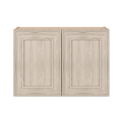 30" Wide Double Door 12", 15", 18", 21"& 24" Tall Bridge Ivory Elegant Craftsman Shaker Wall Cabinet