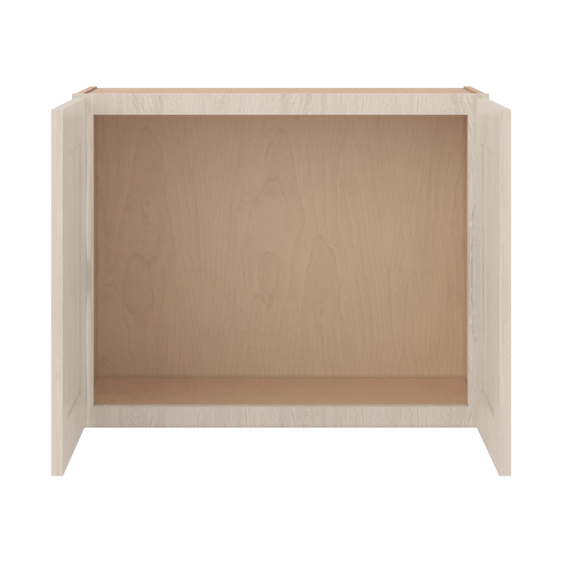 Ivory Elegant Craftsman Shaker W3024 wall cabinet – open front view, RTA kitchen cabinet