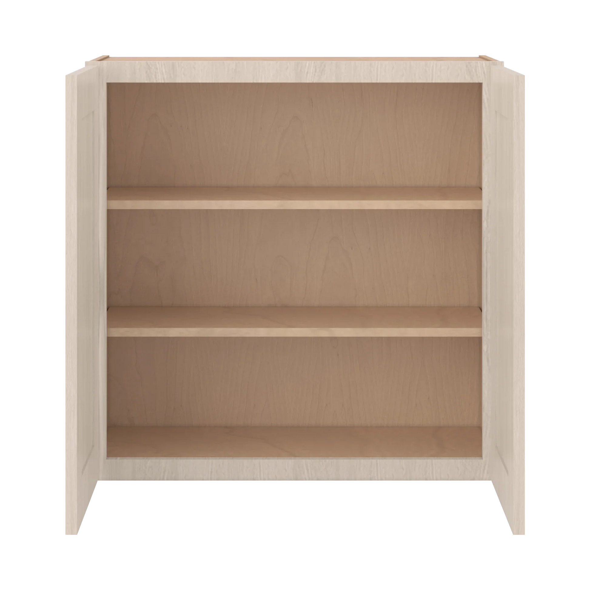 Ivory Elegant Craftsman Shaker W3030 wall cabinet – open front view, RTA kitchen cabinet