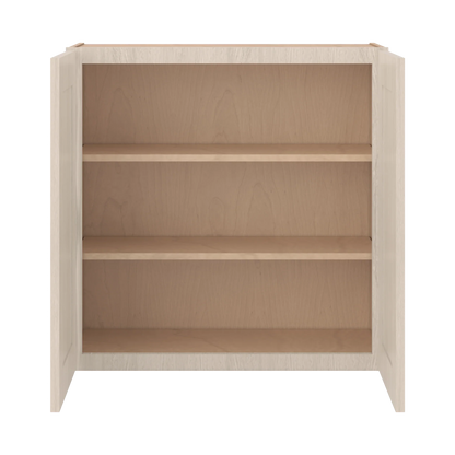 Ivory Elegant Craftsman Shaker W3030 wall cabinet – open front view, RTA kitchen cabinet