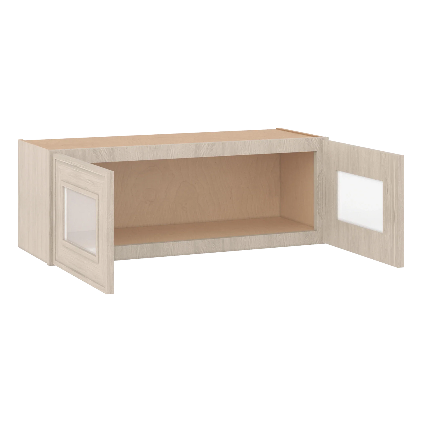 Ivory Elegant Craftsman Shaker W3312GD wall cabinet – open angle view, RTA kitchen cabinet
