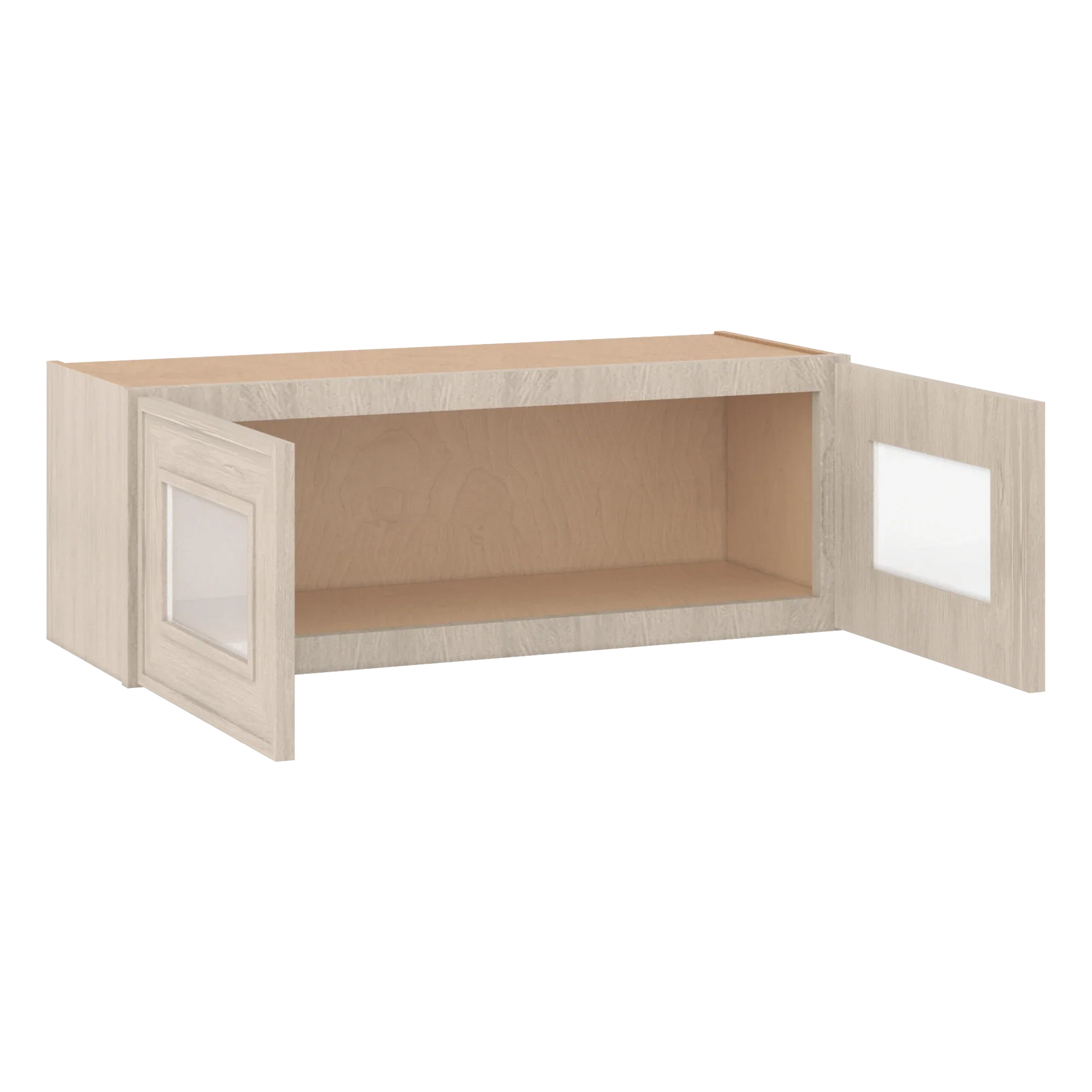 Ivory Elegant Craftsman Shaker W3312GD wall cabinet – open angle view, RTA kitchen cabinet