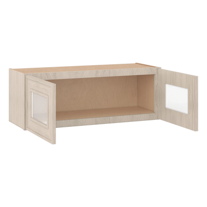 Ivory Elegant Craftsman Shaker W3312GD wall cabinet – open angle view, RTA kitchen cabinet
