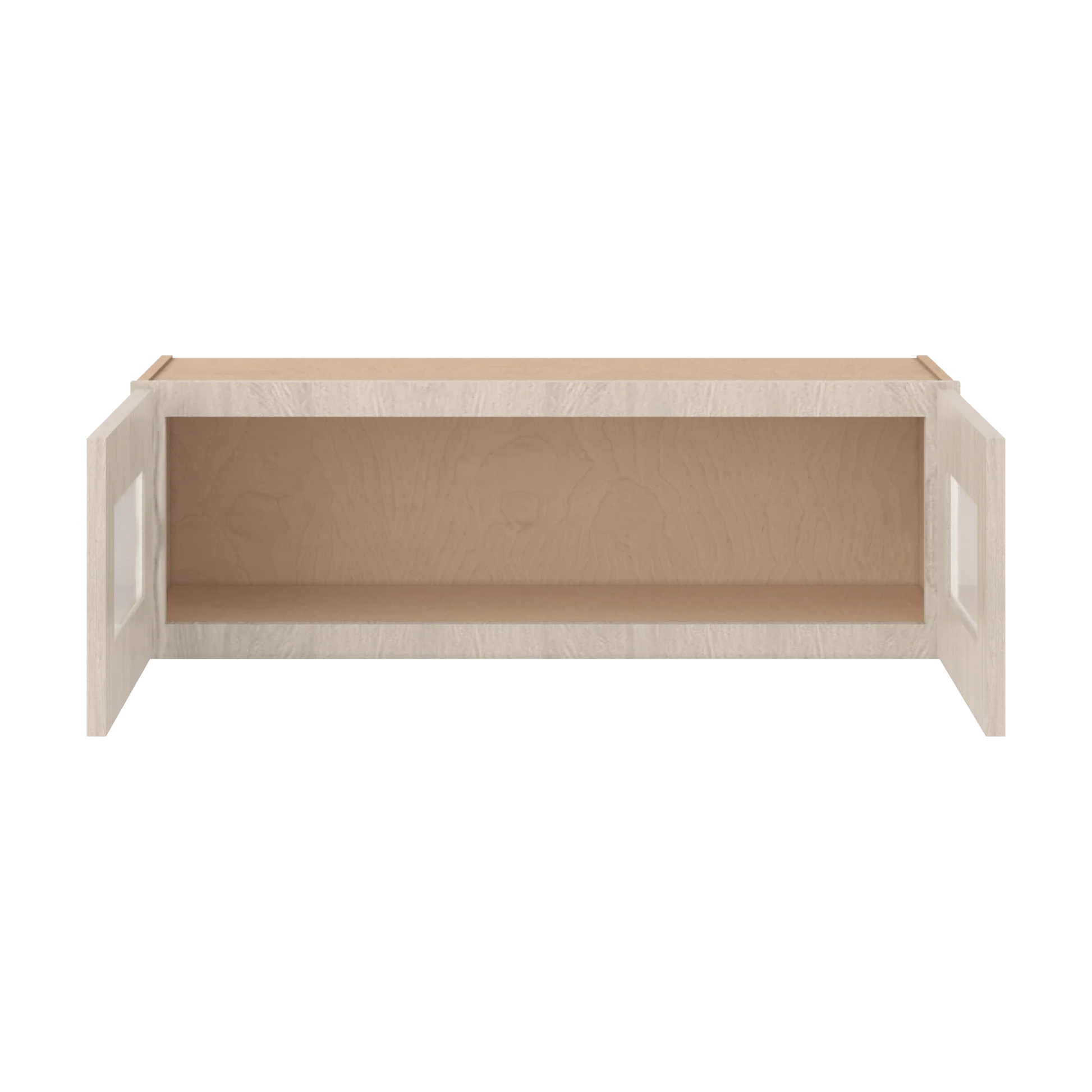 Ivory Elegant Craftsman Shaker W3612GD wall cabinet – open front view, RTA kitchen cabinet