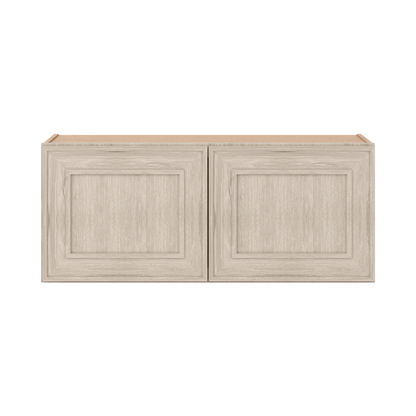 36" Wide Double Door 12", 15", 18", 21" & 24" Tall & 12" Deep Ivory Elegant Craftsman Shaker Wall Cabinet