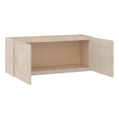 36" Wide Double Door 12", 15", 18", 21" & 24" Tall & 12" Deep Ivory Elegant Craftsman Shaker Wall Cabinet