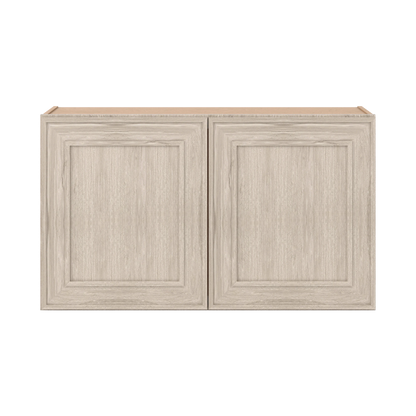 36" Wide Double Door 12", 15", 18", 21" & 24" Tall & 12" Deep Ivory Elegant Craftsman Shaker Wall Cabinet