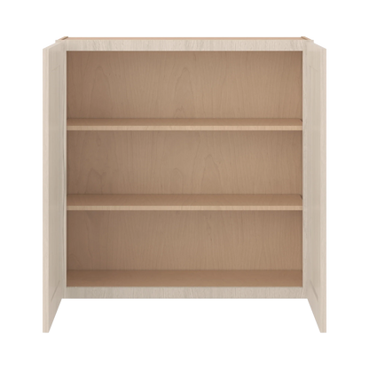 Ivory Elegant Craftsman Shaker W3636 wall cabinet – open front view, RTA kitchen cabinet