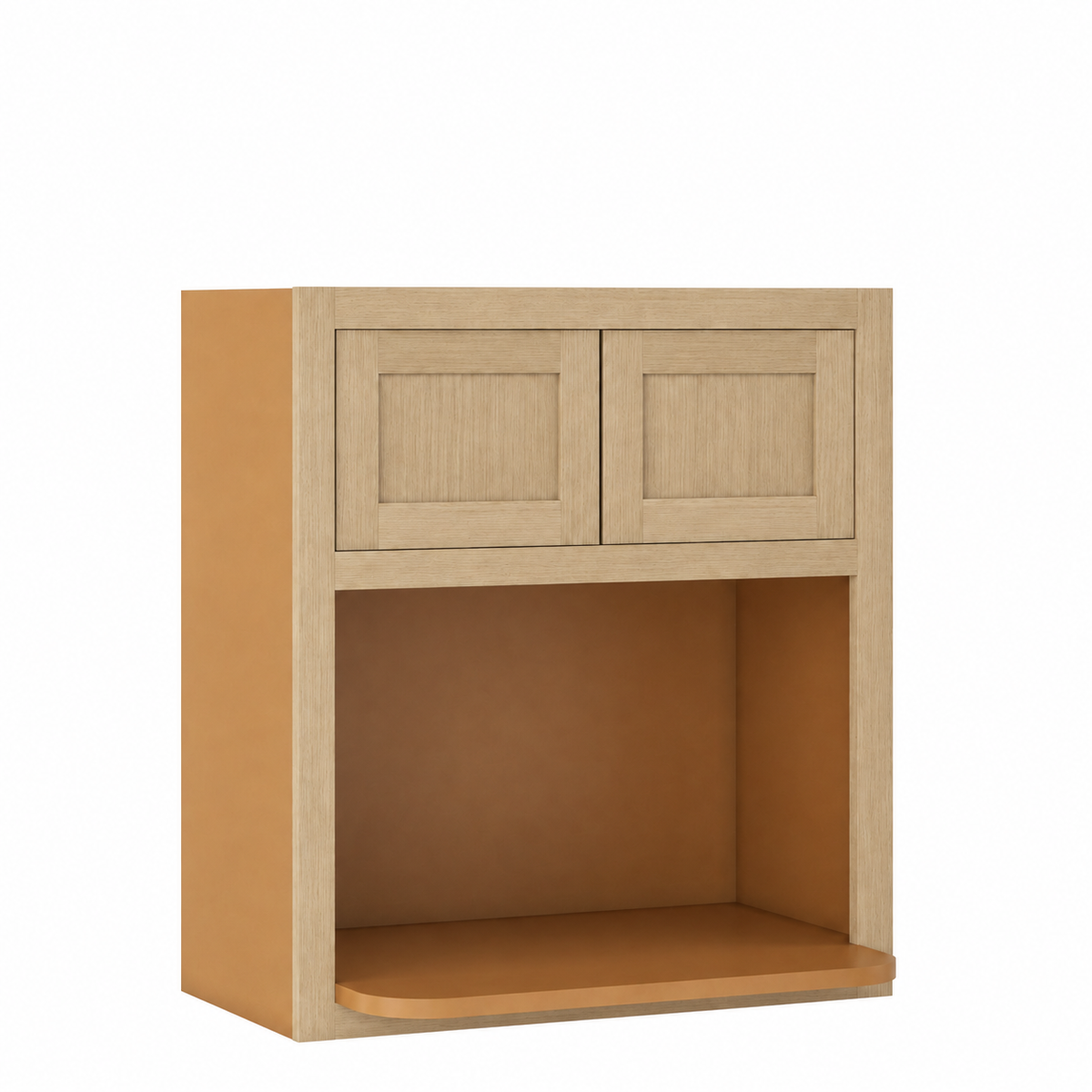 Rift 33" Wide Microwave Wall Cabinet 30", 33", 36" & 39" Tall — Rift Oak, bi-parting Shaker doors, no center stile