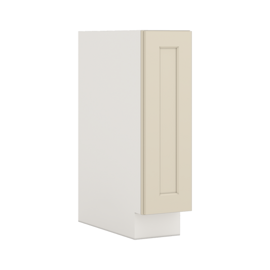 Manhattan Cream 1-1/4 inch overlay shaker base cabinet in satin lacquer finish