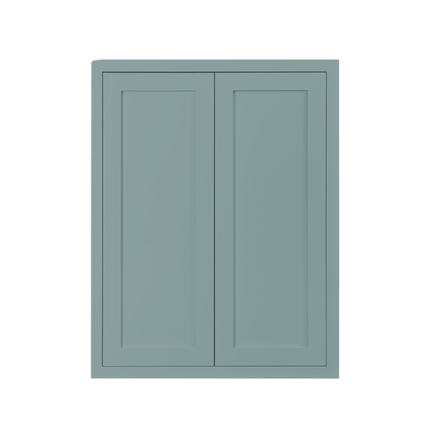 30" Tall Inset Shaker Wall Cabinet - Double Door in Moody Blue SW 6221, Shaker door, Premium Box