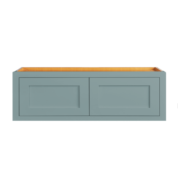 36" W 24" D Custom Inset Shaker Refrigerator Wall Cabinet in Moody Blue SW 6221, Shaker door, Premium Box