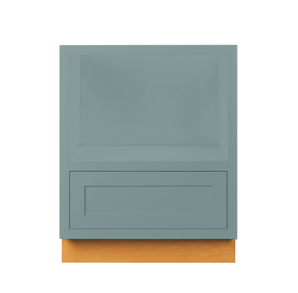 Custom Inset Microwave Base Cabinet in Moody Blue SW 6221, Shaker door, Premium Box