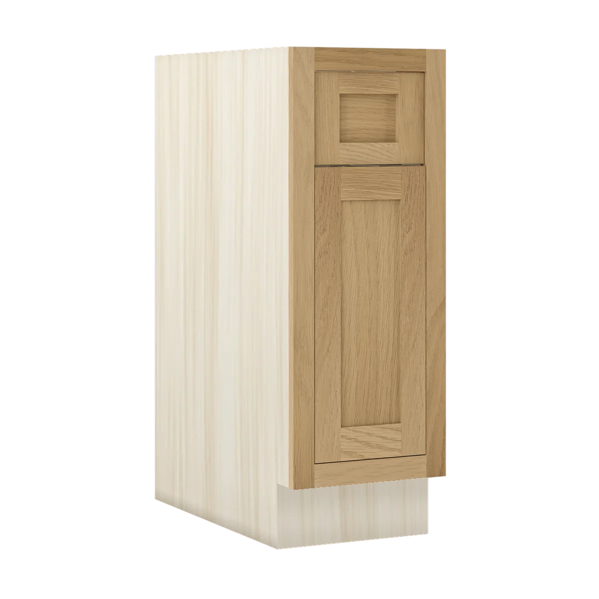 Natural Oak WS-06 White Oak Inset Shaker Single Door Drawer Base Cabinet B12, 12" Wide One Door One Drawer, Premium Box