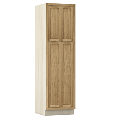 Natural Oak WS-06 White Oak Inset Shaker Pantry Cabinet PC248424, 24" Wide by 84" Tall, Premium Box