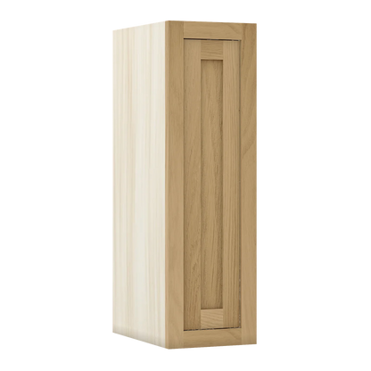 Natural Oak WS-06 White Oak Inset Shaker 36 Inch Tall Single Door Wall Cabinet W093614, 9" Wide x 36" Tall x 14" Deep, Premium Box