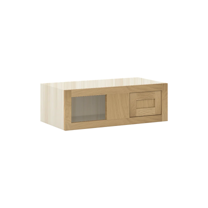 Natural Oak WS-06 White Oak Inset Shaker Blind Corner Wall Cabinet WBC2709, 09" Tall Blind Corner, Premium Box