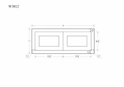 30" Wide Bridge Custom Inset Shaker Wall Cabinet - Double Door 12", 15", 18", 21"& 24" Tall