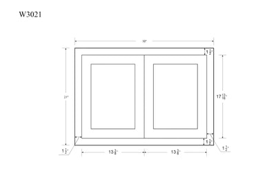 30" Wide Bridge Tuscan Gray Inset Shaker Wall Cabinet - Double Door 12", 15", 18", 21"& 24" Tall