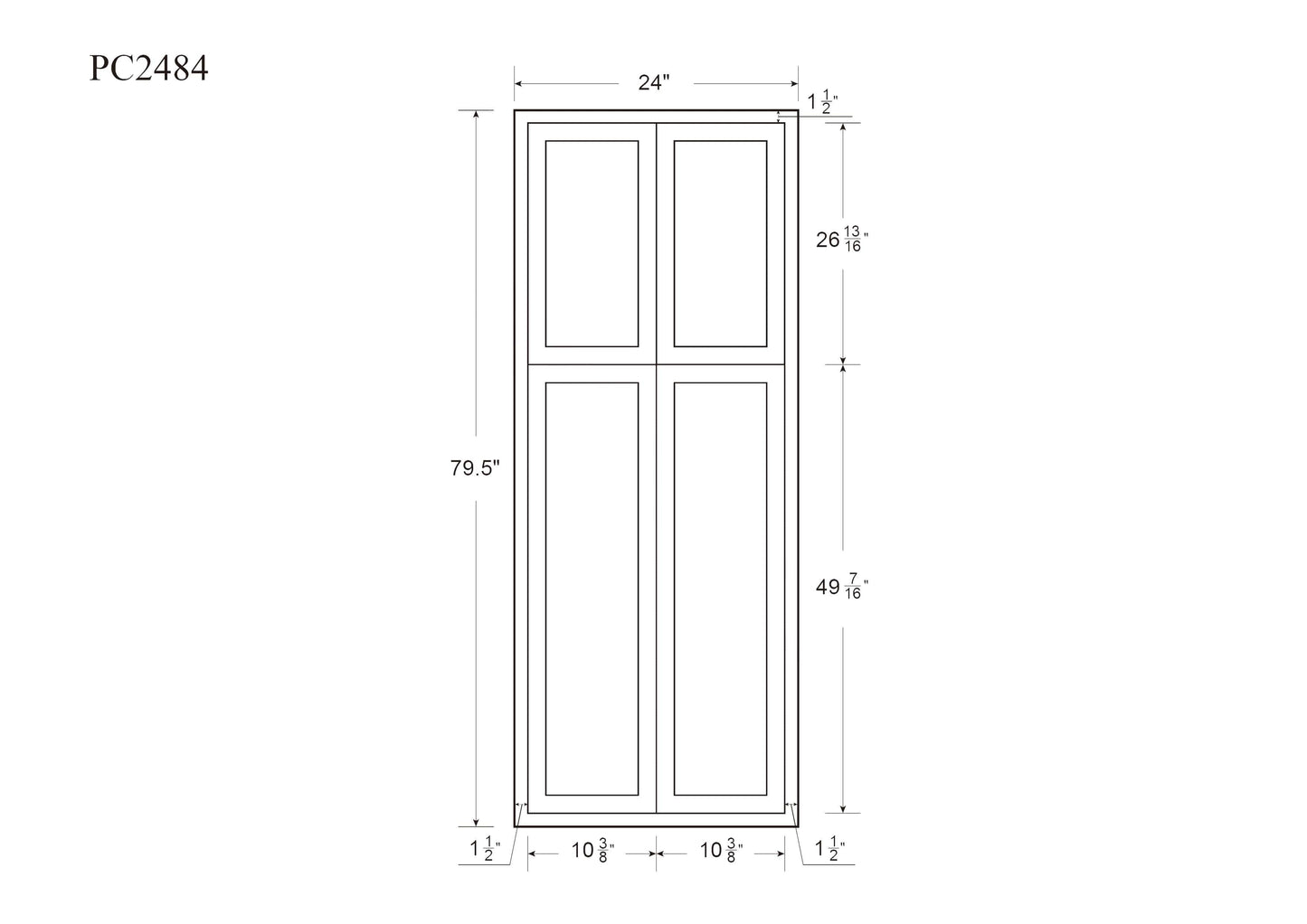 Pantry 84" Tall 24", 30" & 36" Wide Inset Cabinet