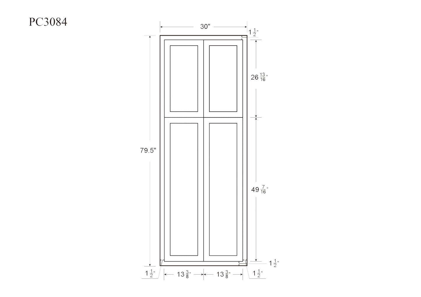 Pantry 84" Tall 24", 30" & 36" Wide Inset Cabinet