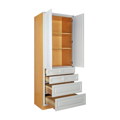 Pantry Cabinet PDC3693 Pantry Drawer Cabinet Vintage White Inset Raised Panel Cabinets - 36"Wide 93" Tall D5PDC3693 Inset Kitchen Cabinets
