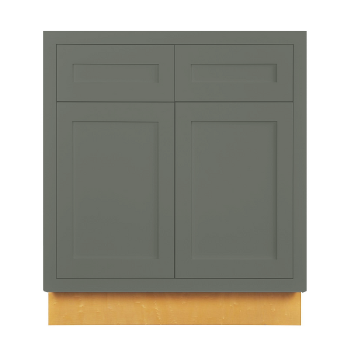 Custom Inset Base Cabinet in Pewter Green SW 6208, Shaker door, Premium Box