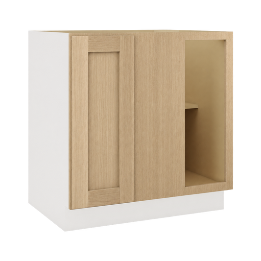 Rift Oak shaker blind corner base cabinet