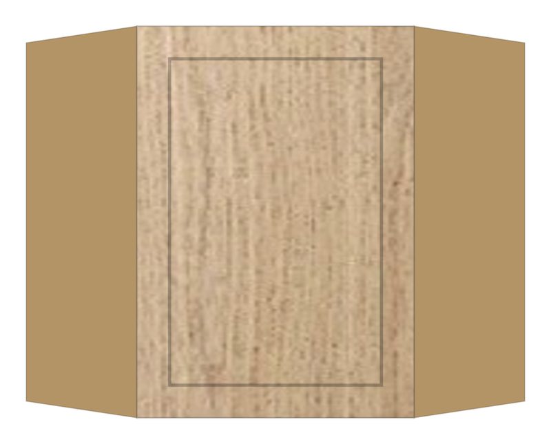 Rift 27" Diagonal Corner Wall Cabinet - Single Door 30", 33", 36", 39" & 42", Shaker door, natural rift white oak