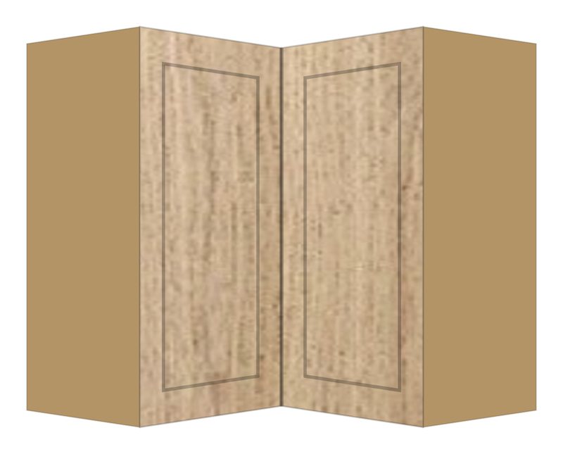 Rift 27″ Wide, 30″ to 42″ Heights, Wall Angle Corner Cabinet | Two Doors, Shaker door, natural rift white oak