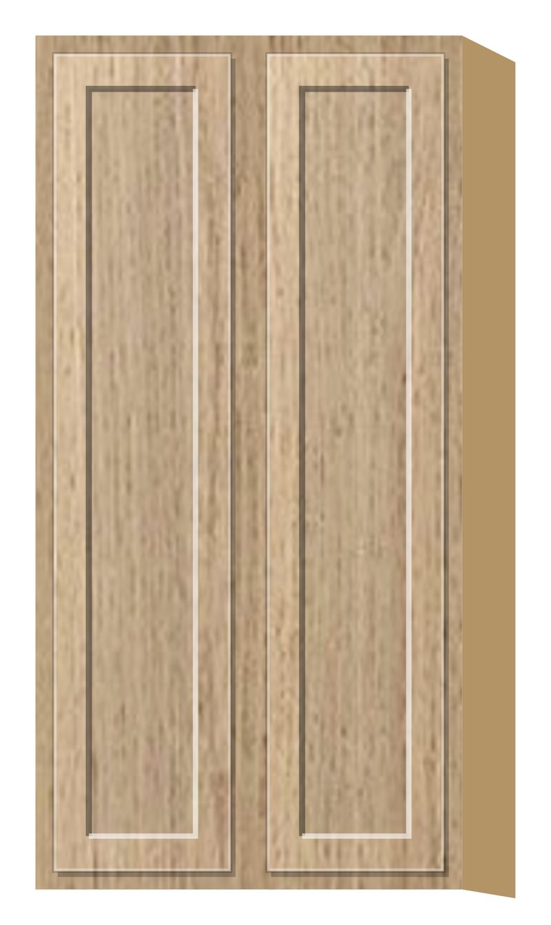 Rift 48" Tall Glass Ready Wall Cabinet - Double Door 24", 27", 30", 33" & 36", Shaker door, natural rift white oak