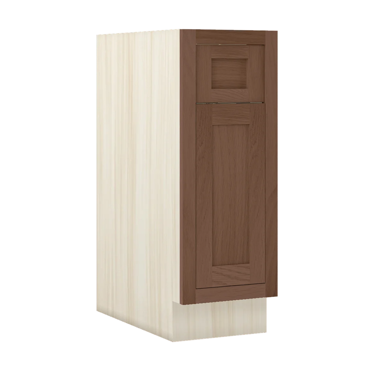 Saddle Oak WS-01 White Oak Inset Shaker Single Door Drawer Base Cabinet B12, 12" Wide One Door One Drawer, Premium Box