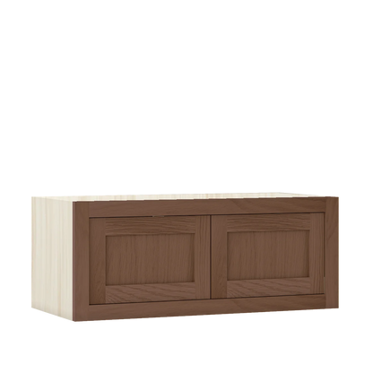 Saddle Oak WS-01 White Oak Inset Shaker Bridge Wall Double Door Cabinet W301214, 30" Wide x 12" Tall x 14" Deep, Premium Box