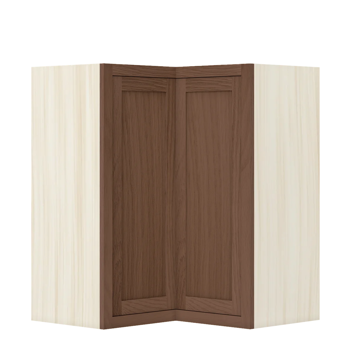 Saddle Oak WS-01 White Oak Inset Shaker Glass Ready Wall Angle Corner Cabinet WAC2733, 27" Wide (Two Directions) x 33" Tall x 14" Deep, Premium Box
