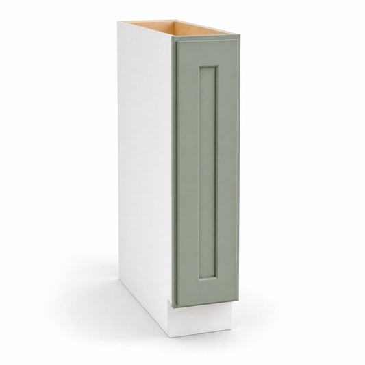 Full Height Base Cabinet Green Shaker 1-1/4" Overlay - Single Door 9", 12", 15", 18", 21" WIde