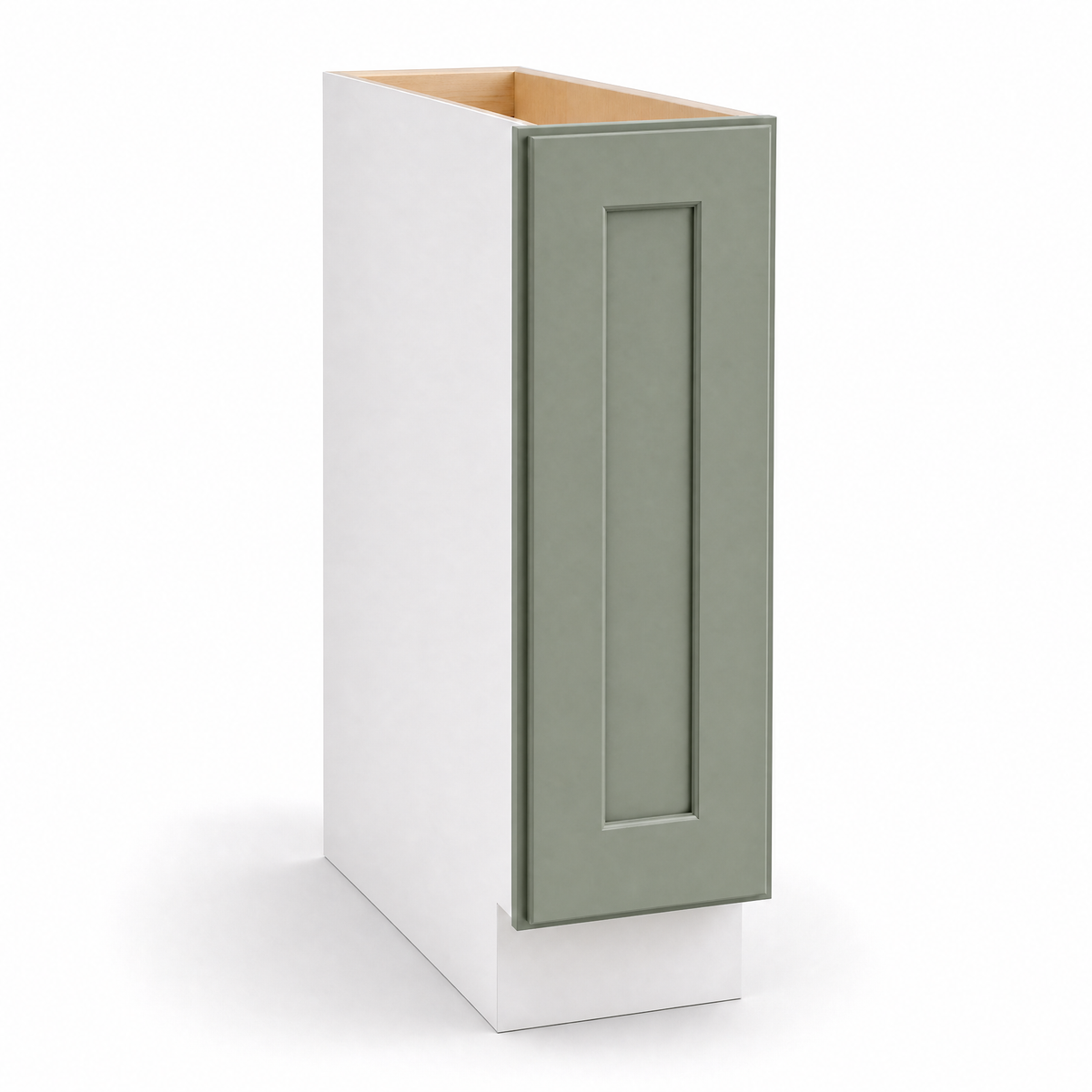 Full Height Base Cabinet Green Shaker 1-1/4" Overlay - Single Door 9", 12", 15", 18", 21" WIde