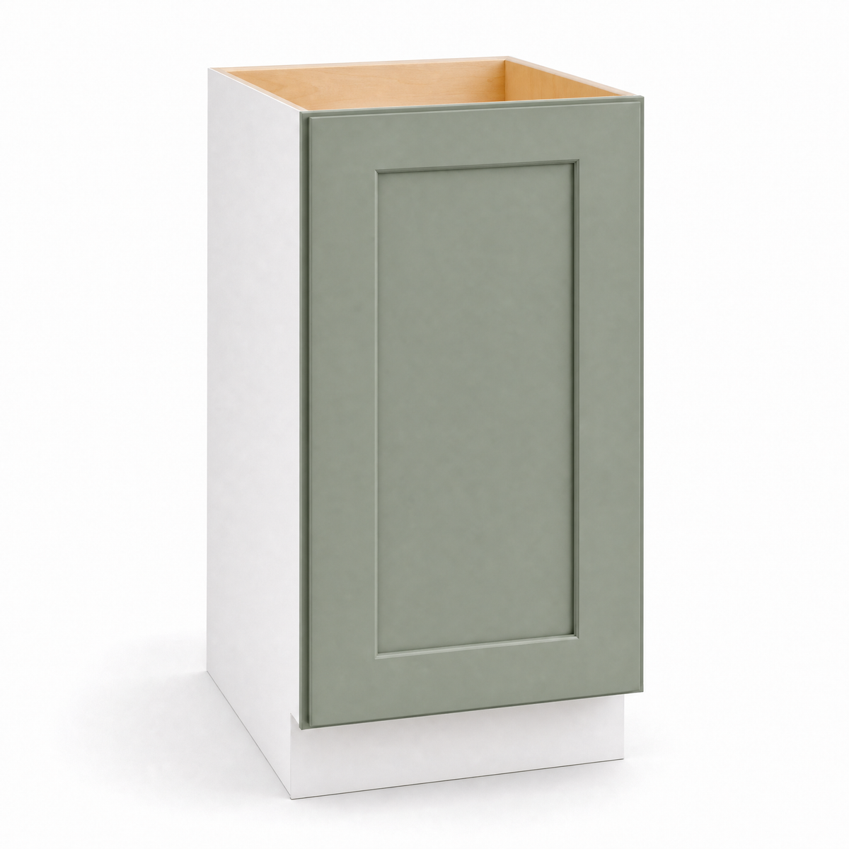 Full Height Base Cabinet Green Shaker 1-1/4" Overlay - Single Door 9", 12", 15", 18", 21" WIde