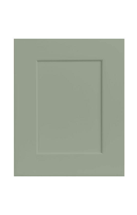 14SG Sage Green Shaker sample door for 42" diagonal corner sink base cabinet - painted RTA kitchen cabinet