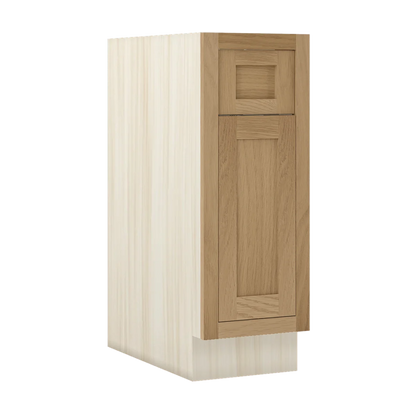Sand Oak WS-05 White Oak Inset Shaker Single Door Drawer Base Cabinet B12, 12" Wide One Door One Drawer, Premium Box
