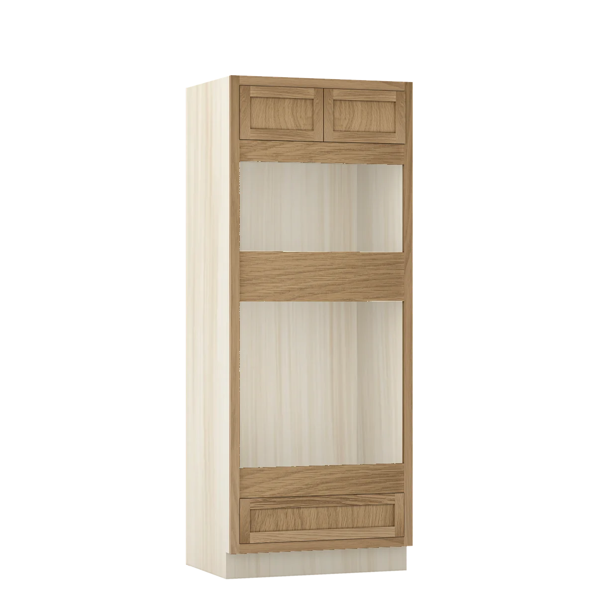 Sand Oak WS-05 White Oak Inset Shaker Wall Oven Cabinet OC33, 33" x 84", Premium Box
