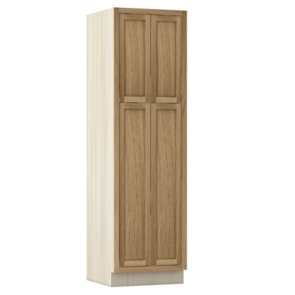 Sand Oak WS-05 White Oak Inset Shaker Pantry Cabinet PC248424, 24" Wide by 84" Tall, Premium Box