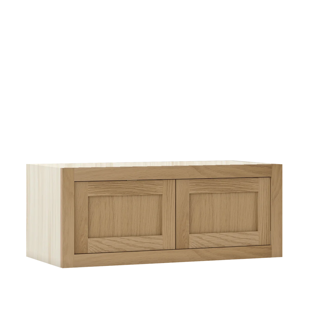 Sand Oak WS-05 White Oak Inset Shaker Bridge Wall Double Door Cabinet W301214, 30" Wide x 12" Tall x 14" Deep, Premium Box