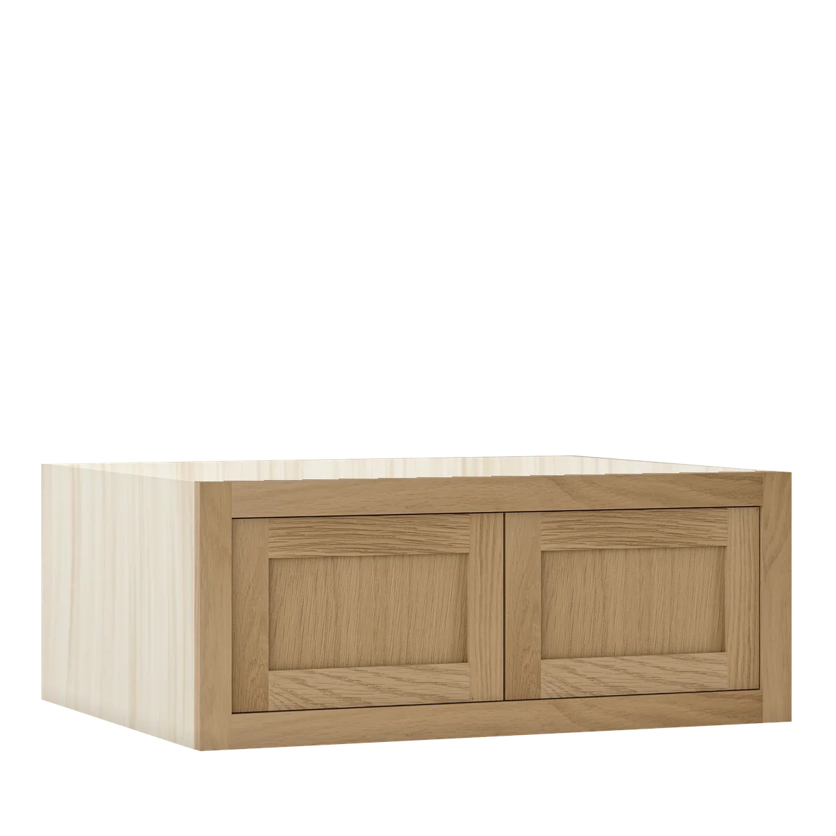 Sand Oak WS-05 White Oak Inset Shaker Bridge Wall Double Door Cabinet W301224, Premium Box