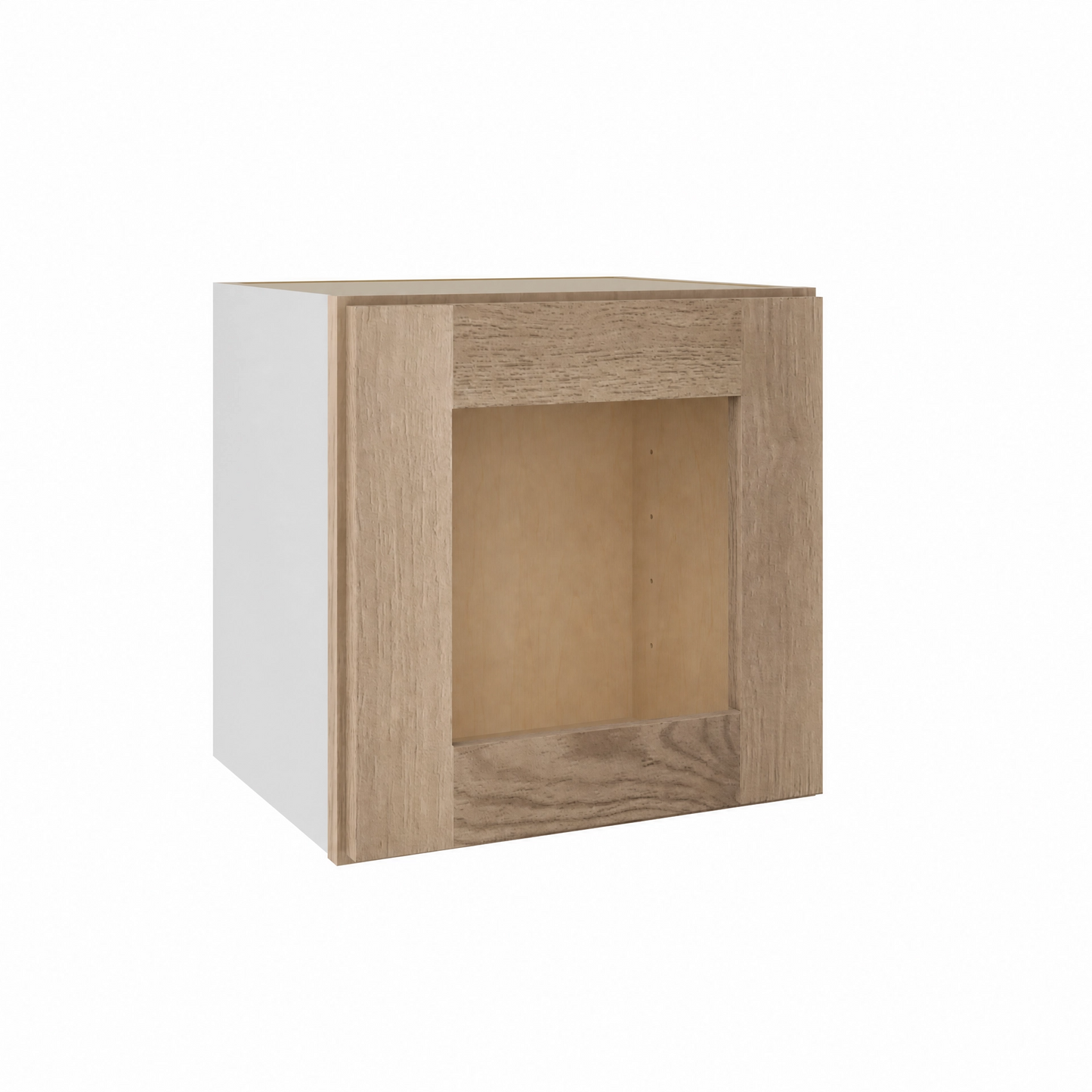 15" Tall x 12" Deep Glass Ready Wall Natural Color 17ROS - Redondo White Oak Shaker 1-1/4" Overlay Wall Cabinet