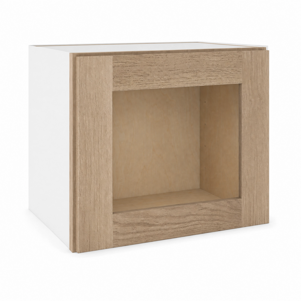 15" Tall x 12" Deep Glass Ready Wall Natural Color 17ROS - Redondo White Oak Shaker 1-1/4" Overlay Wall Cabinet