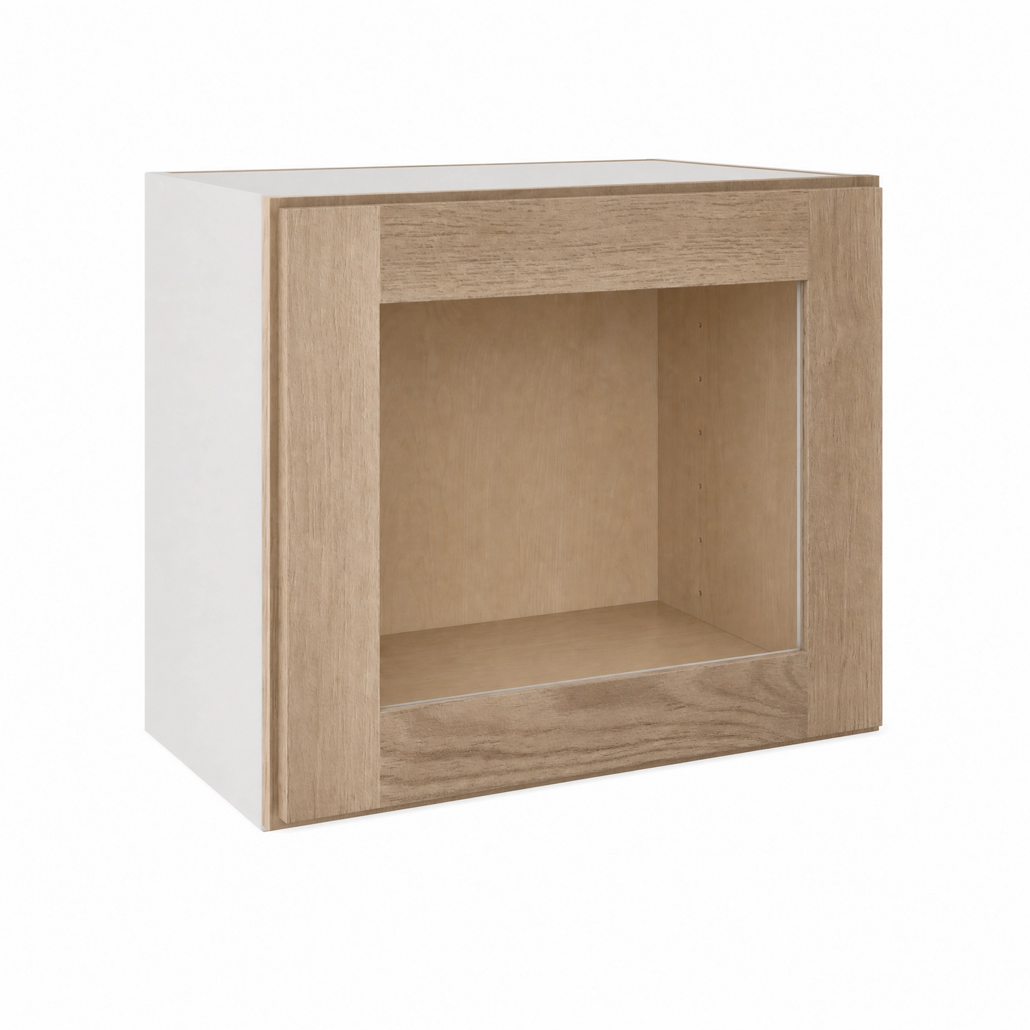 15" Tall x 12" Deep Glass Ready Wall Natural Color 17ROS - Redondo White Oak Shaker 1-1/4" Overlay Wall Cabinet