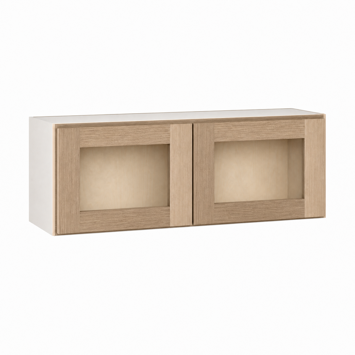 15" Tall x 12" Deep Glass Ready Wall Natural Color 17ROS - Redondo White Oak Shaker 1-1/4" Overlay Wall Cabinet