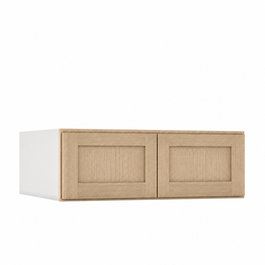 Rift 24" Wide 24 " Deep Stacker Wall Cabinet - Double Door 9"-51" Tall — Rift Oak, bi-parting Shaker doors, no center stile